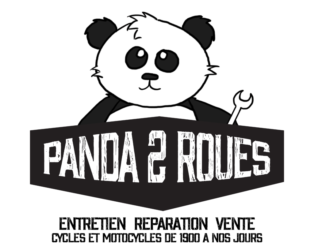 Logo blanc de panda 2 roues